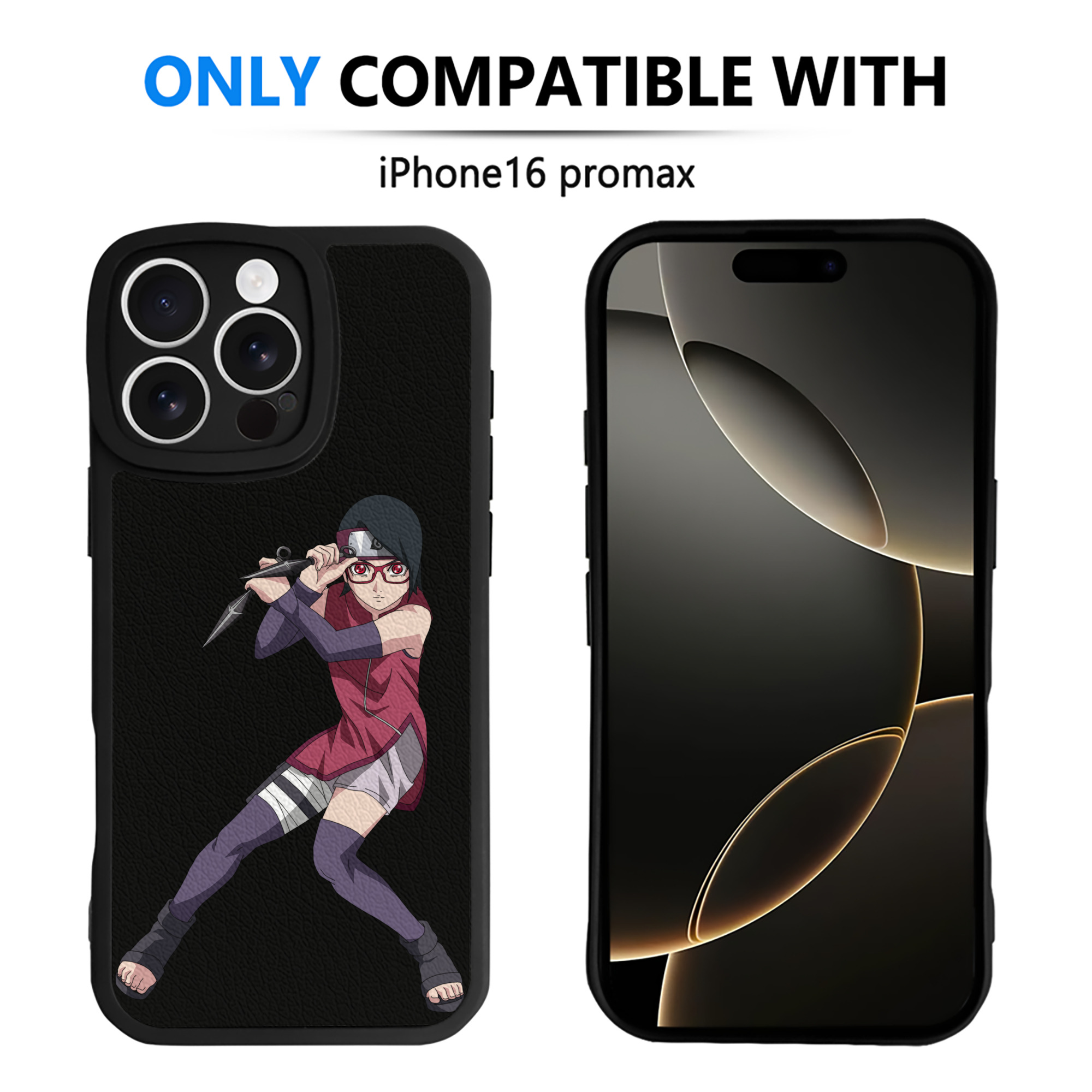 （画像用） NARUTO -ナルト- うちは サラダ Uchiha Sarada 【iPhone 16シリーズ対応】シリコンスマホケース（レザー調） 材質：シリコン
